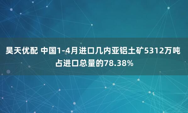 昊天优配 中国1-4月进口几内亚铝土矿5312万吨 占进口总量的78.38%