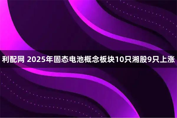 利配网 2025年固态电池概念板块10只湘股9只上涨